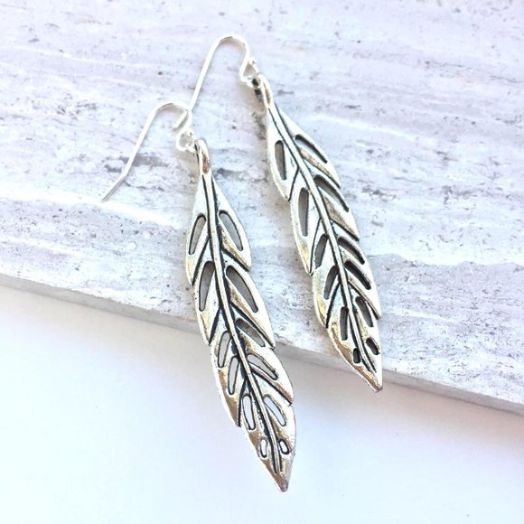 JPeace Designs Jewelry - Sterling Silver Feather Charm Earrings